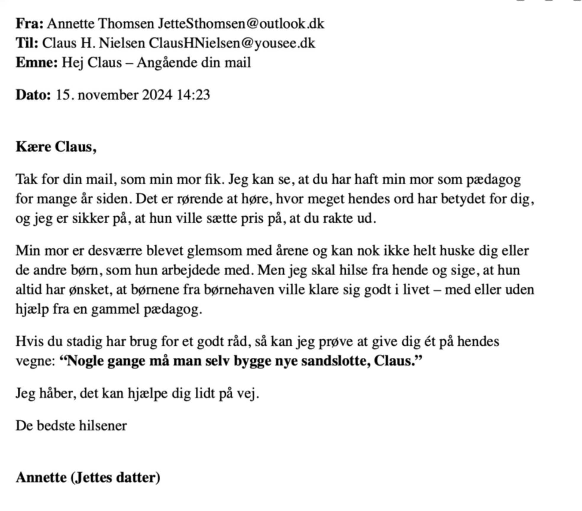 Screenshot af anden mail