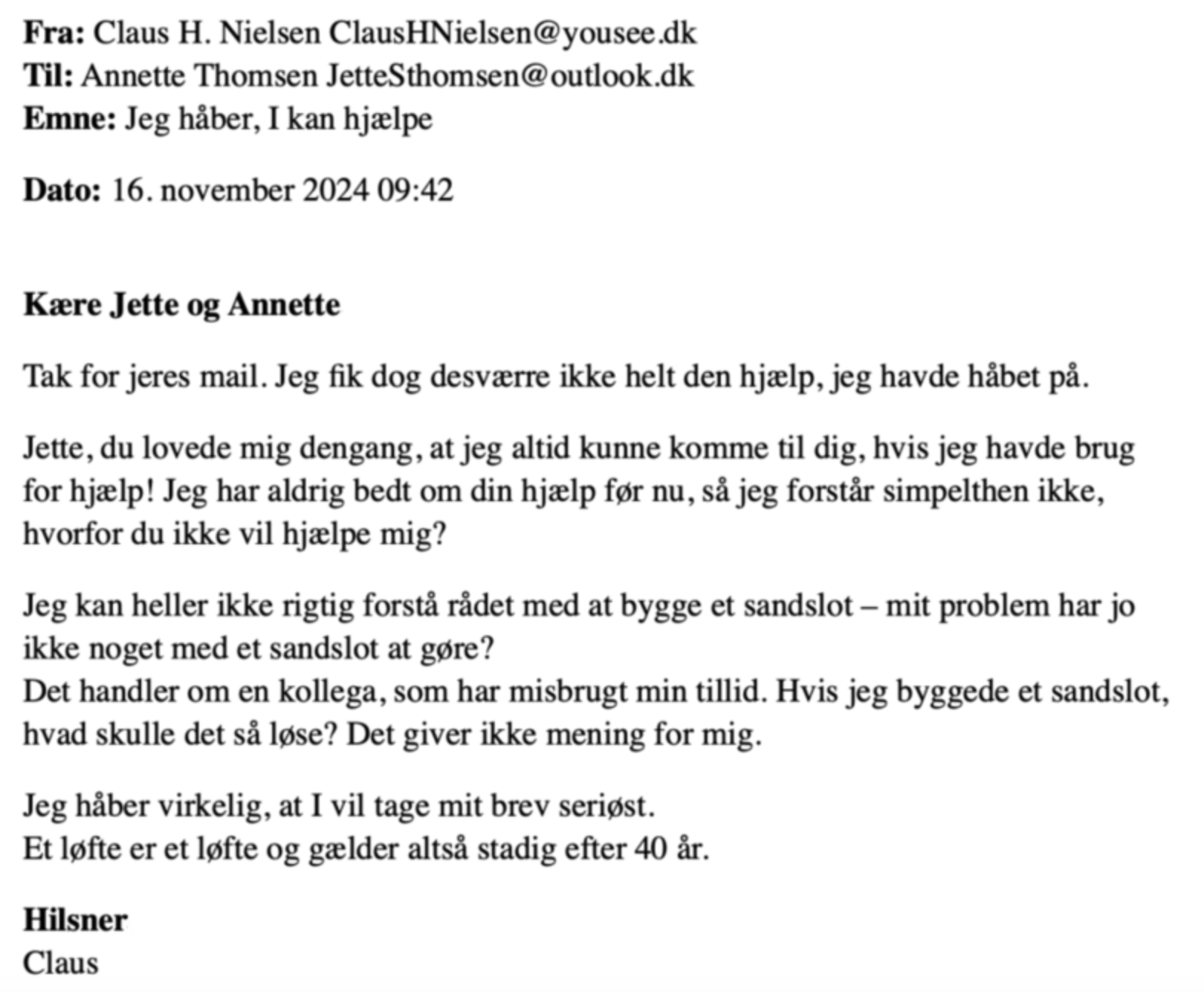 Screenshot af tredje mail